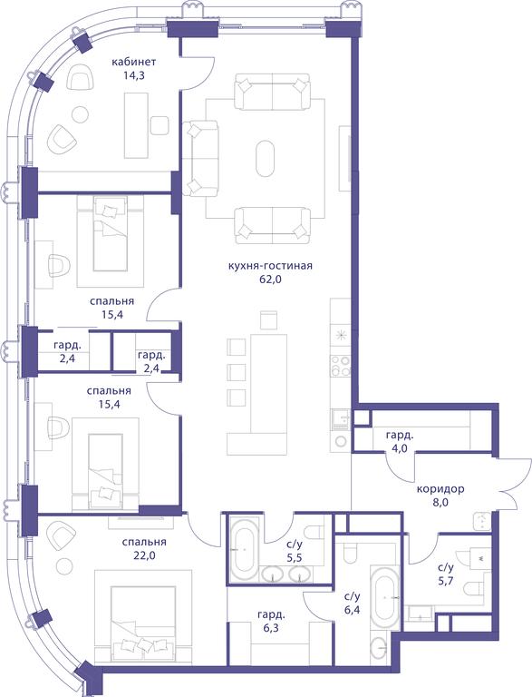 4-BD Apartment Sale, 169.8平方米 at Tatarskaya 35, Bolshaya Tatarskaya Street, Moscow, Russia #1