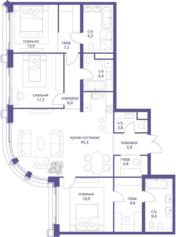 3-BD Apartment Sale, 157.3 sq. m. at Tatarskaya 35, Bolshaya Tatarskaya Street, Moscow, Russia #1 3-BD Apartment Sale, 157.3 sq. m. at Tatarskaya 35, Bolshaya Tatarskaya Street, Moscow, Russia #1