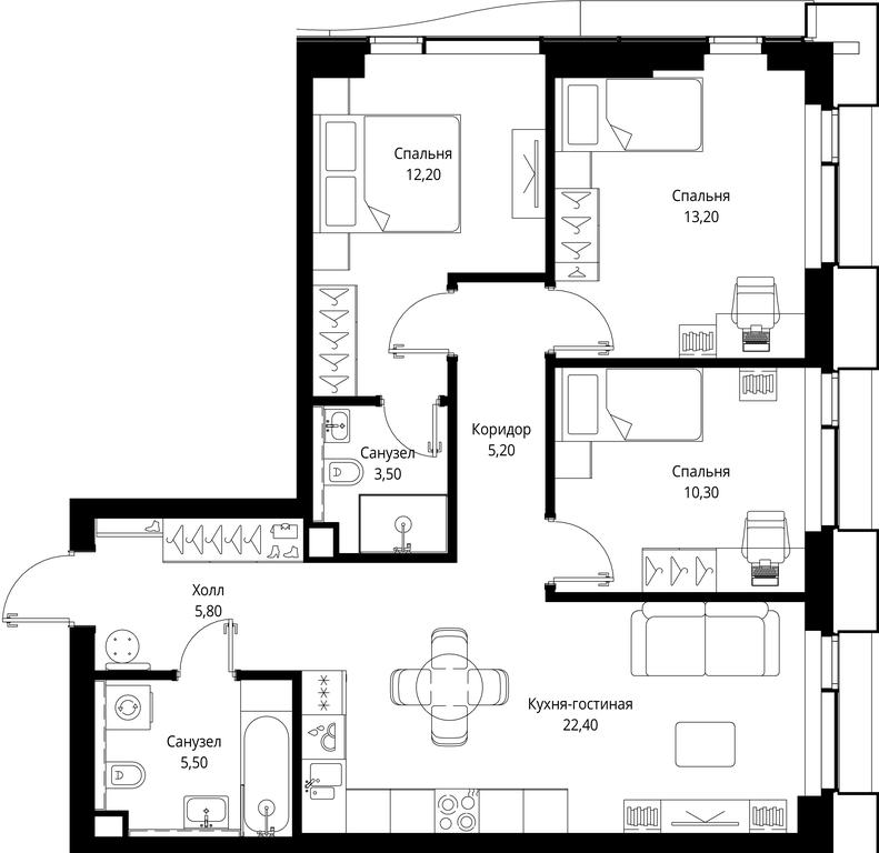 3-BD Apartment Sale, 78.1 sq. m. at Multikvartal CITYZEN, Vishnyovaya Street, Moscow, Russia #1 3-BD Apartment Sale, 78.1 sq. m. at Multikvartal CITYZEN, Vishnyovaya Street, Moscow, Russia #1