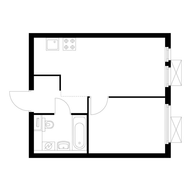 1-BD Apartment Sale, 31.8 sq. m. at Vtoroy Nagatinskiy, 2nd Nagatinsky Drive, 2к1, Moscow, Russia #1
