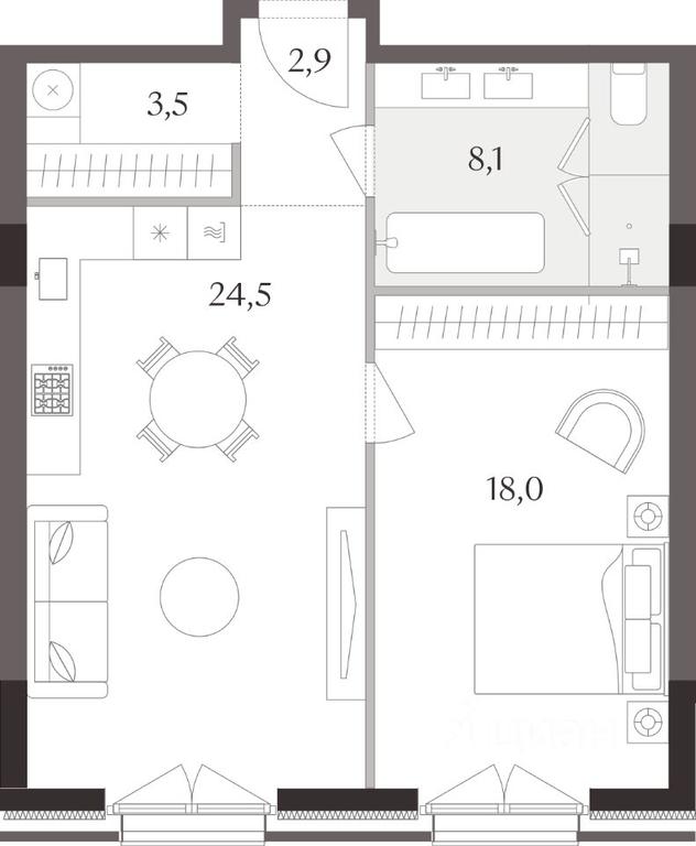 Apartment Sale, 57.7平方米 at Tessinskiy, 1, Tessinsky Lane, 1, Moscow, Russia #1