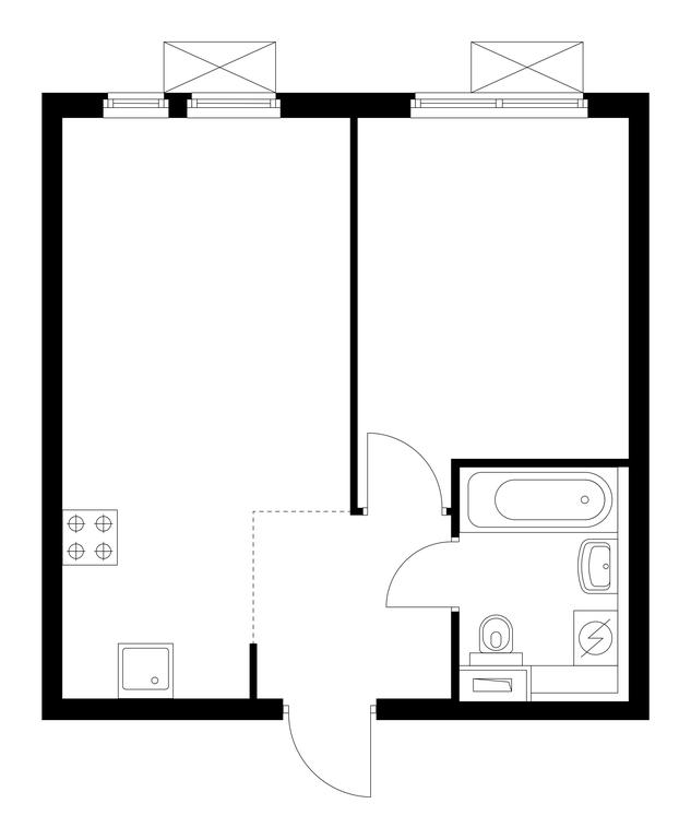 1-BD Apartment Sale, 35.6 sq. m. at Vtoroy Nagatinskiy, 2nd Nagatinsky Drive, 2к1, Moscow, Russia #1