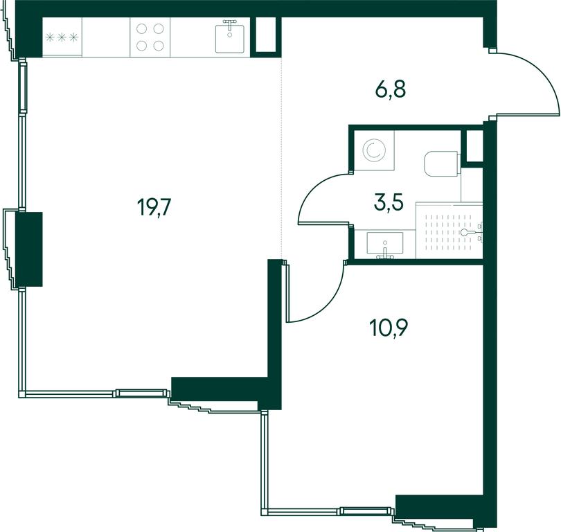 1-BD Apartment Sale, 40.9平方米 at Primavera, Volokolamskoye Highway, вл67, Moscow, Russia #2