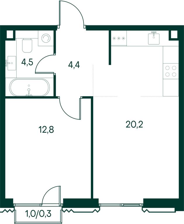 1-BD Apartment Sale, 42.2 sq. m. at Primavera, Volokolamskoye Highway, вл67, Moscow, Russia #2