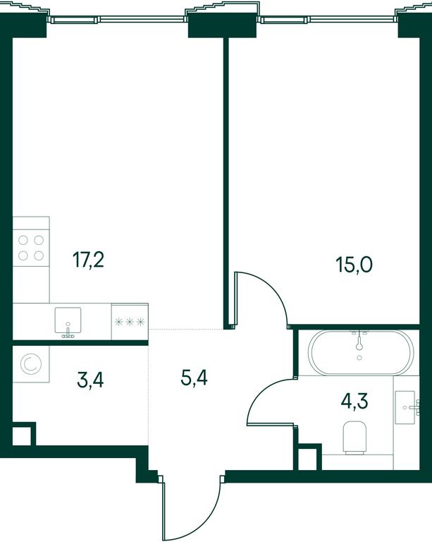 1-BD Apartment Sale, 45.3 sq. m. at Primavera, Volokolamskoye Highway, вл67, Moscow, Russia #2
