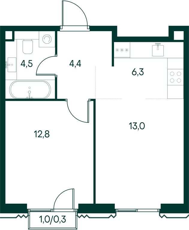 1-BD Apartment Sale, 41.3平方米 at Primavera, Volokolamskoye Highway, вл67, Moscow, Russia #1 1-BD Apartment Sale, 41.3平方米 at Primavera, Volokolamskoye Highway, вл67, Moscow, Russia #1