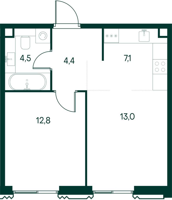 1-BD Apartment Sale, 41.9平方米 at Primavera, Volokolamskoye Highway, вл67, Moscow, Russia #1