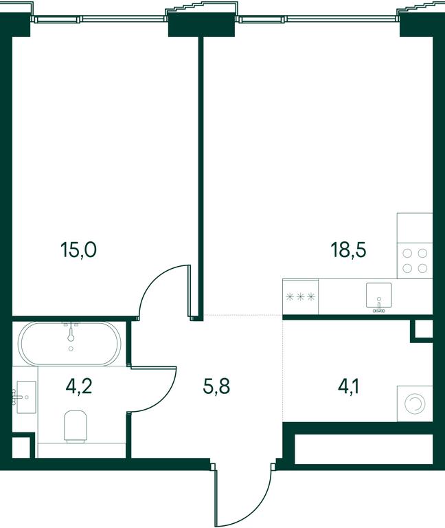1-BD Apartment Sale, 47.5 sq. m. at Primavera, Volokolamskoye Highway, вл67, Moscow, Russia #1