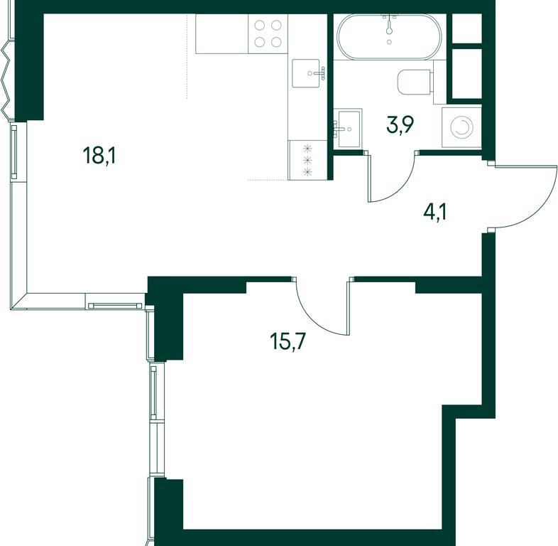 1-BD Apartment Sale, 41.7平方米 at Primavera, Volokolamskoye Highway, вл67, Moscow, Russia #1