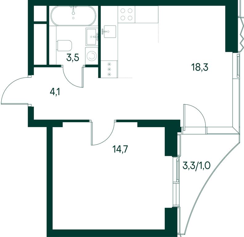 1-BD Apartment Sale, 41.6 sq. m. at Primavera, Volokolamskoye Highway, вл67, Moscow, Russia #1 1-BD Apartment Sale, 41.6 sq. m. at Primavera, Volokolamskoye Highway, вл67, Moscow, Russia #1
