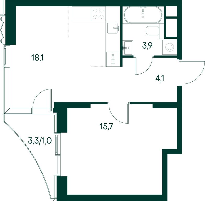 1-BD Apartment Sale, 42.6平方米 at Primavera, Volokolamskoye Highway, вл67, Moscow, Russia #1