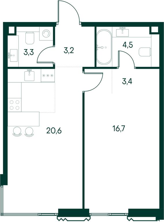 1-BD Apartment Sale, 51.7 sq. m. at Primavera, Volokolamskoye Highway, вл67, Moscow, Russia #2