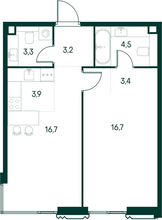 1-BD Apartment Sale, 51.7 sq. m. at Primavera, Volokolamskoye Highway, вл67, Moscow, Russia #1
