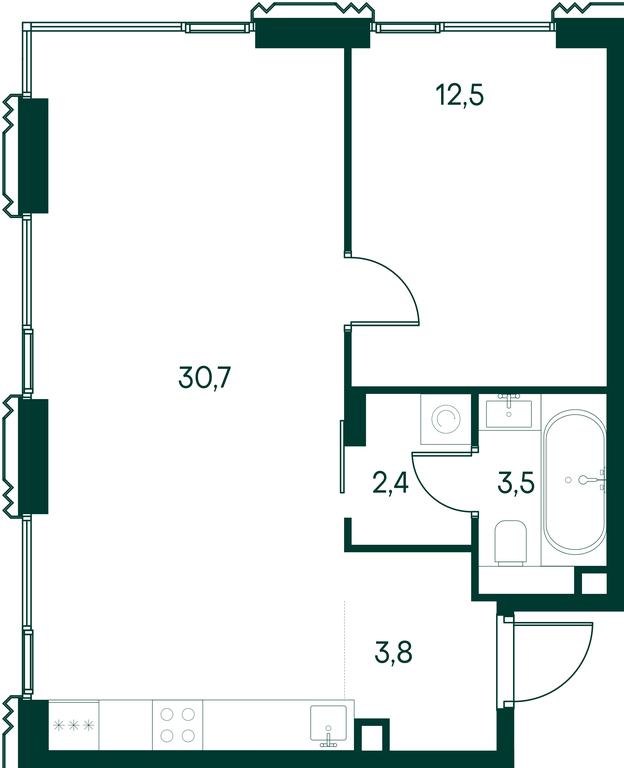 1-BD Apartment Sale, 52.9 sq. m. at Primavera, Volokolamskoye Highway, вл67, Moscow, Russia #1