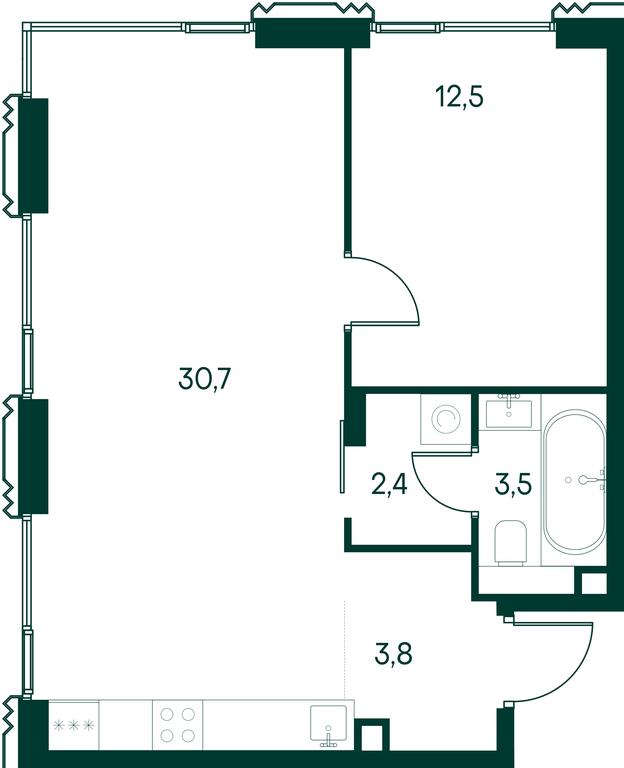 1-BD Apartment Sale, 52.9 sq. m. at Primavera, Volokolamskoye Highway, вл67, Moscow, Russia #2