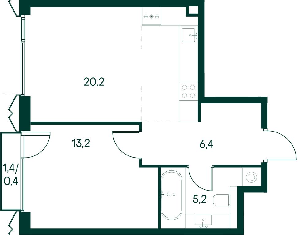 1-BD Apartment Sale, 45.4 sq. m. at Primavera, Volokolamskoye Highway, вл67, Moscow, Russia #2