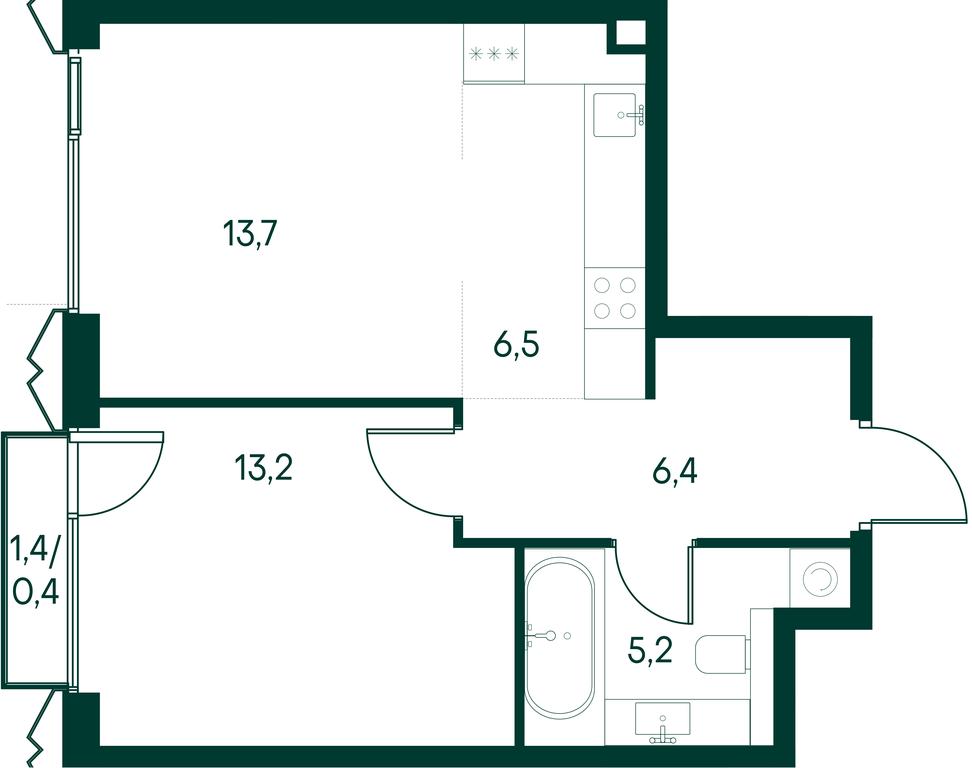 1-BD Apartment Sale, 45.4 sq. m. at Primavera, Volokolamskoye Highway, вл67, Moscow, Russia #1