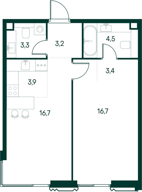 1-BD Apartment Sale, 51.7平方米 at Primavera, Volokolamskoye Highway, вл67, Moscow, Russia #1