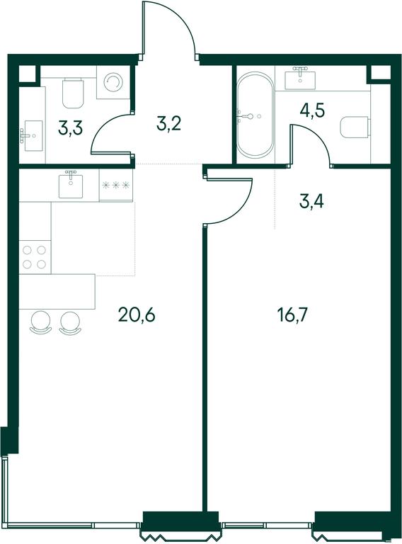 1-BD Apartment Sale, 51.7 sq. m. at Primavera, Volokolamskoye Highway, вл67, Moscow, Russia #2