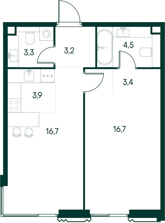 1-BD Apartment Sale, 51.7 sq. m. at Primavera, Volokolamskoye Highway, вл67, Moscow, Russia #1