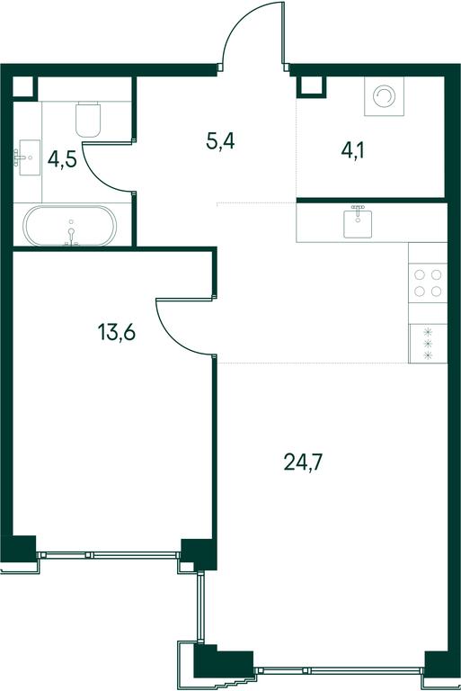 1-BD Apartment Sale, 52.3 sq. m. at Primavera, Volokolamskoye Highway, вл67, Moscow, Russia #2