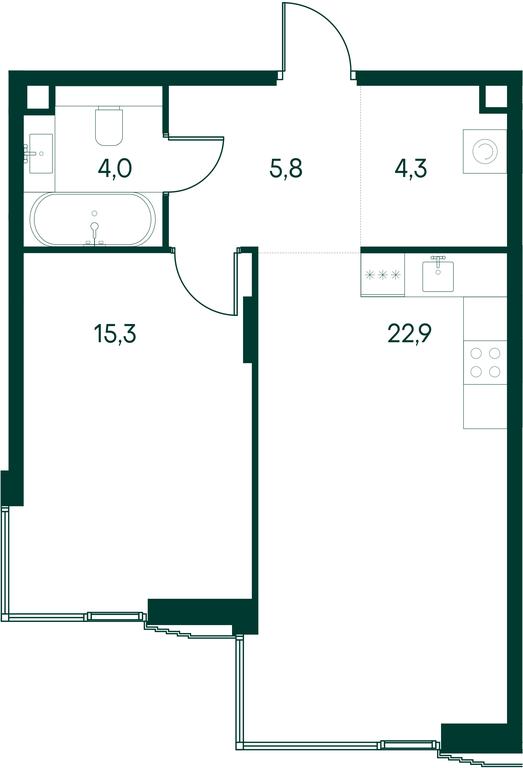 1-BD Apartment Sale, 52.3 sq. m. at Primavera, Volokolamskoye Highway, вл67, Moscow, Russia #1