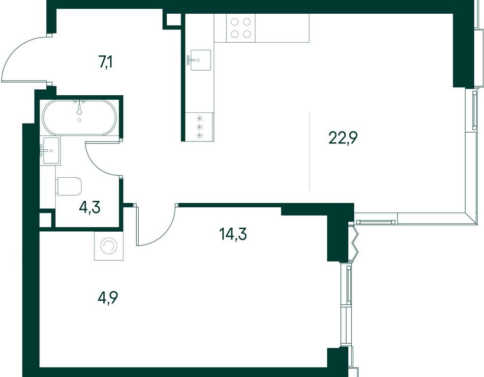 1-BD Apartment Sale, 53.5 sq. m. at Primavera, Volokolamskoye Highway, вл67, Moscow, Russia #1