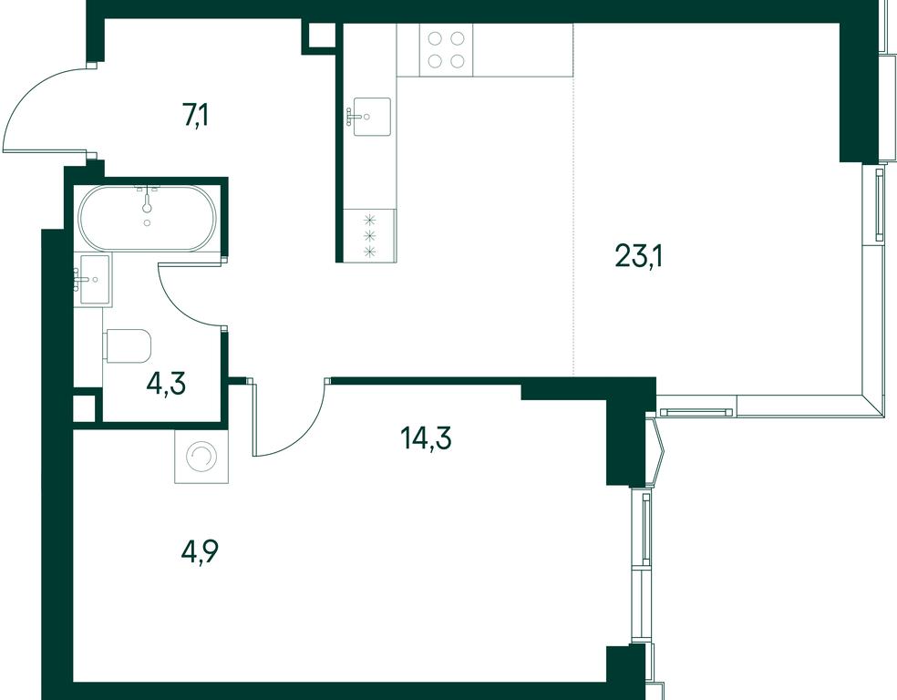 1-BD Apartment Sale, 53.5 sq. m. at Primavera, Volokolamskoye Highway, вл67, Moscow, Russia #1