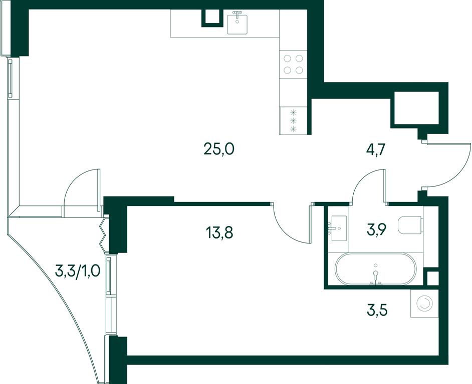 1-BD Apartment Sale, 51.9 sq. m. at Primavera, Volokolamskoye Highway, вл67, Moscow, Russia #1