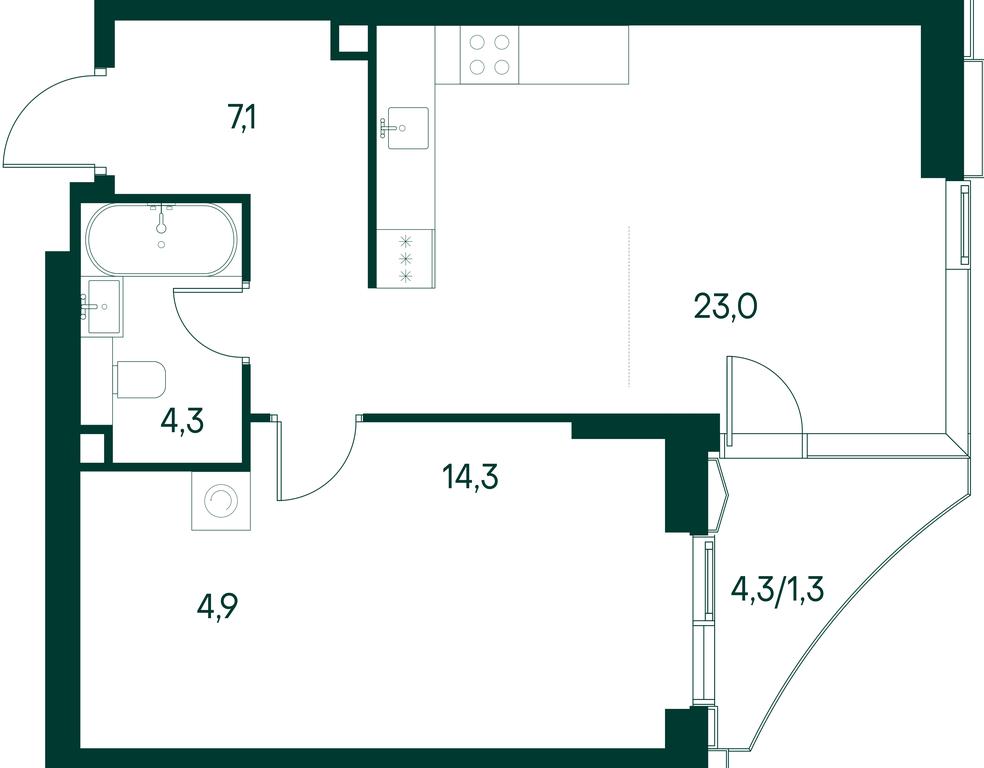 1-BD Apartment Sale, 54.7 sq. m. at Primavera, Volokolamskoye Highway, вл67, Moscow, Russia #1