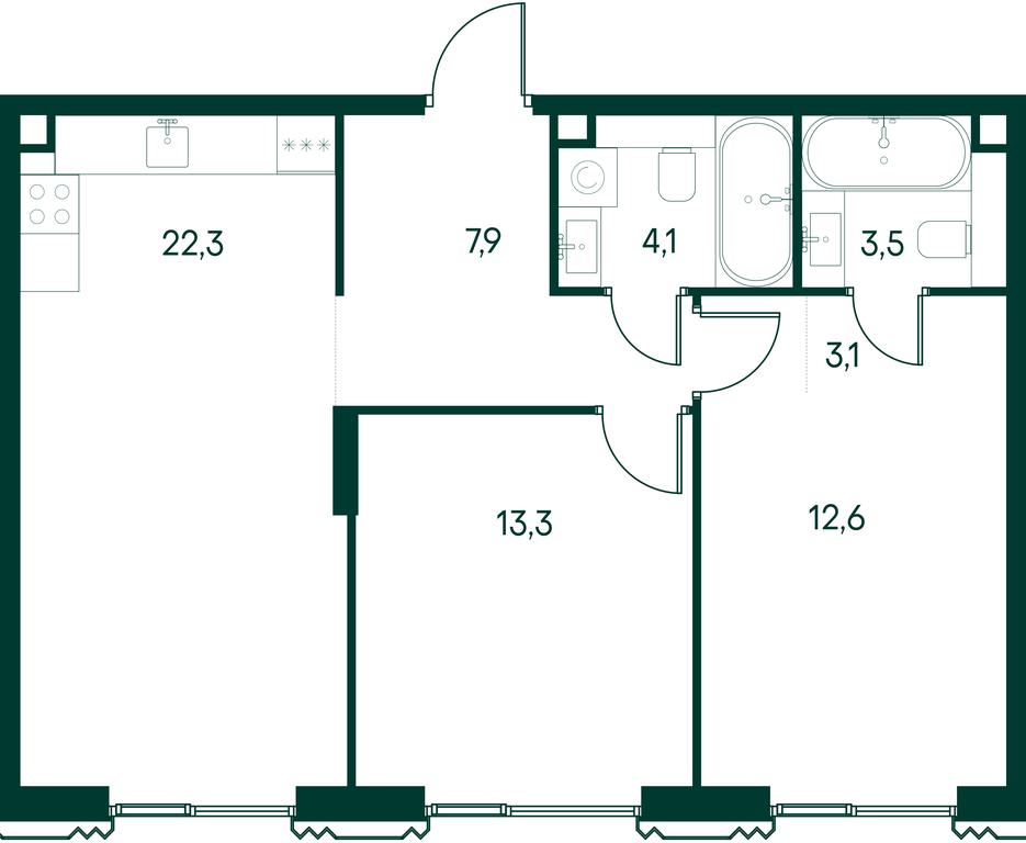 2-BD Apartment Sale, 66.8平方米 at Primavera, Volokolamskoye Highway, вл67, Moscow, Russia #2 2-BD Apartment Sale, 66.8平方米 at Primavera, Volokolamskoye Highway, вл67, Moscow, Russia #2