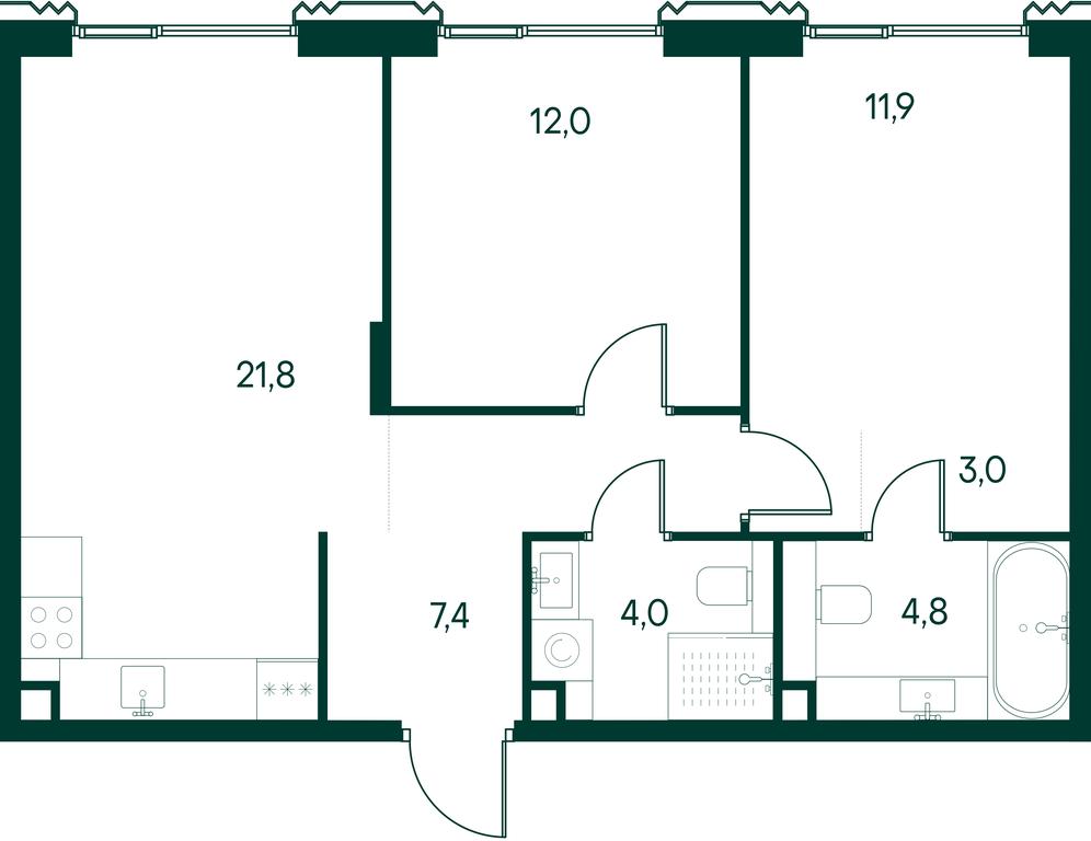 2-BD Apartment Sale, 64.9平方米 at Primavera, Volokolamskoye Highway, вл67, Moscow, Russia #2 2-BD Apartment Sale, 64.9平方米 at Primavera, Volokolamskoye Highway, вл67, Moscow, Russia #2