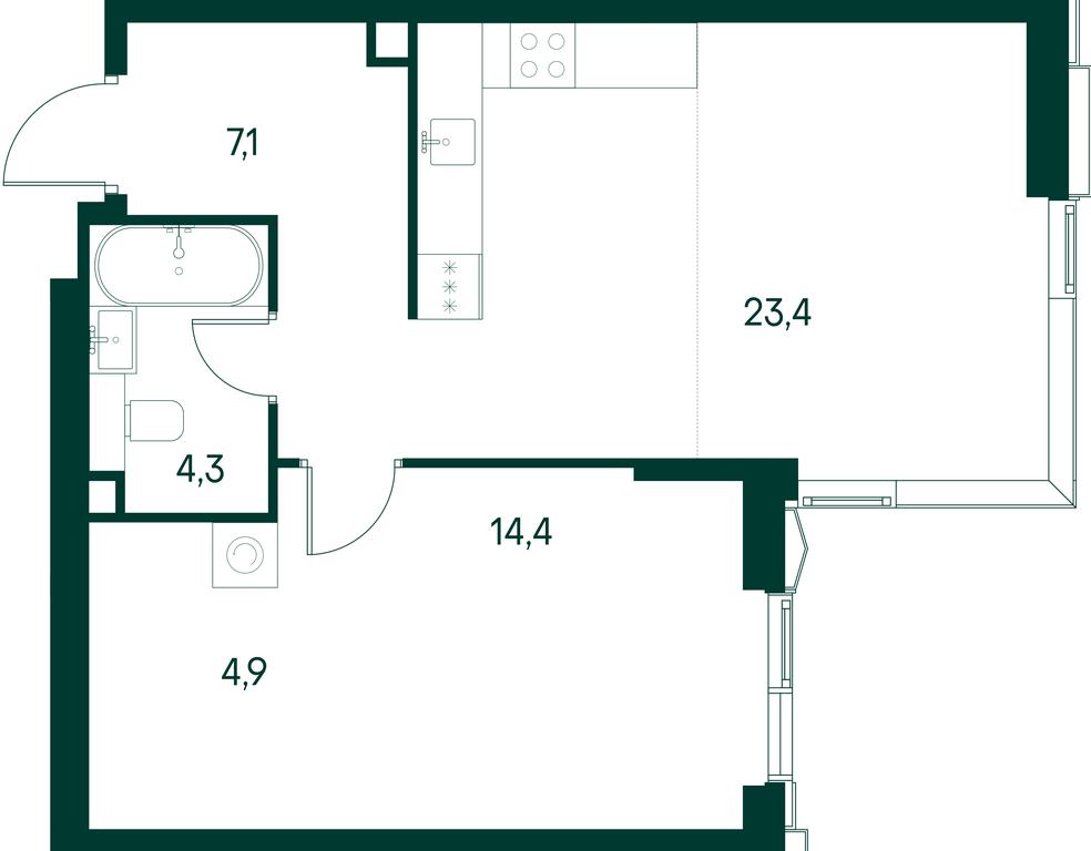1-BD Apartment Sale, 54平方米 at Primavera, Volokolamskoye Highway, вл67, Moscow, Russia #1