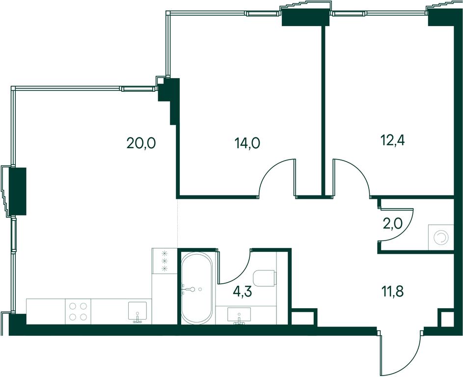2-BD Apartment Sale, 64.5 sq. m. at Primavera, Volokolamskoye Highway, вл67, Moscow, Russia #2