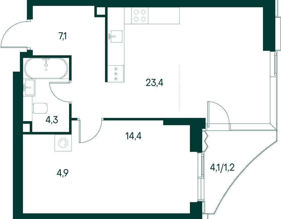 1-BD Apartment Sale, 55.2平方米 at Primavera, Volokolamskoye Highway, вл67, Moscow, Russia #1