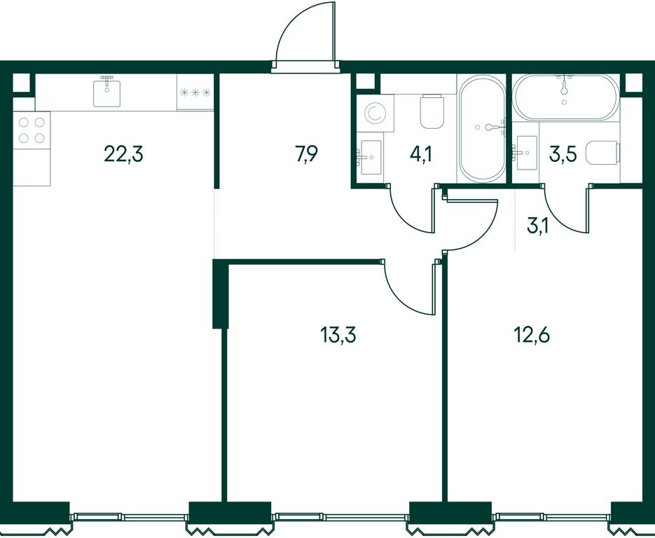2-BD Apartment Sale, 66.8平方米 at Primavera, Volokolamskoye Highway, вл67, Moscow, Russia #1