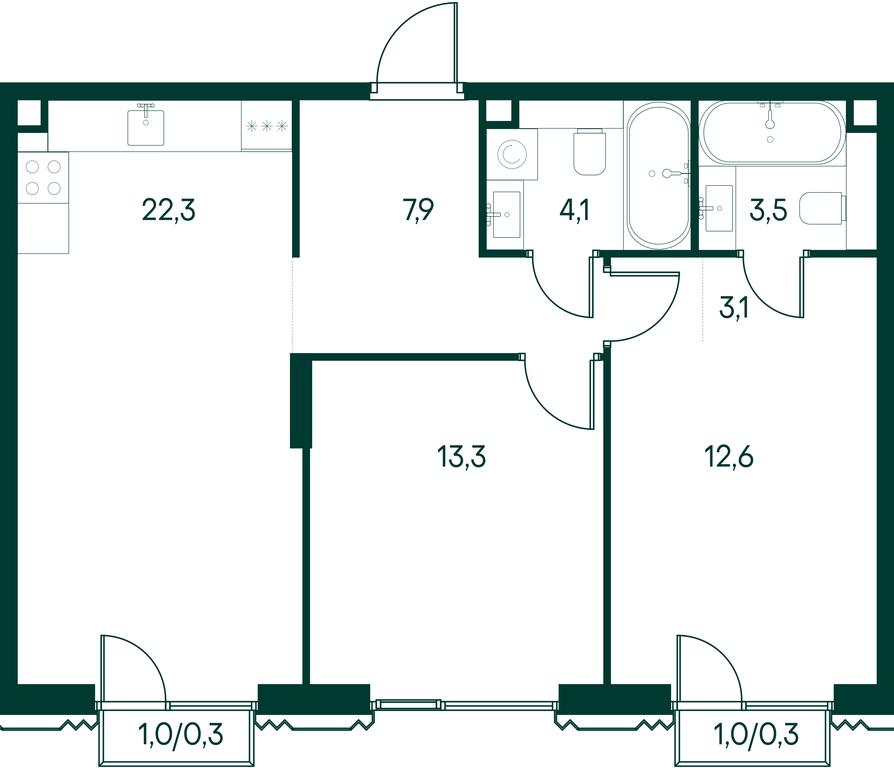 2-BD Apartment Sale, 67.4平方米 at Primavera, Volokolamskoye Highway, вл67, Moscow, Russia #1