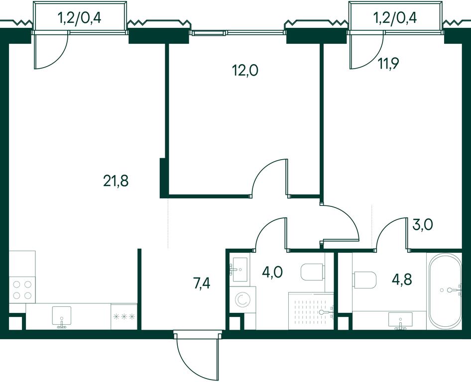 2-BD Apartment Sale, 65.7 sq. m. at Primavera, Volokolamskoye Highway, вл67, Moscow, Russia #1