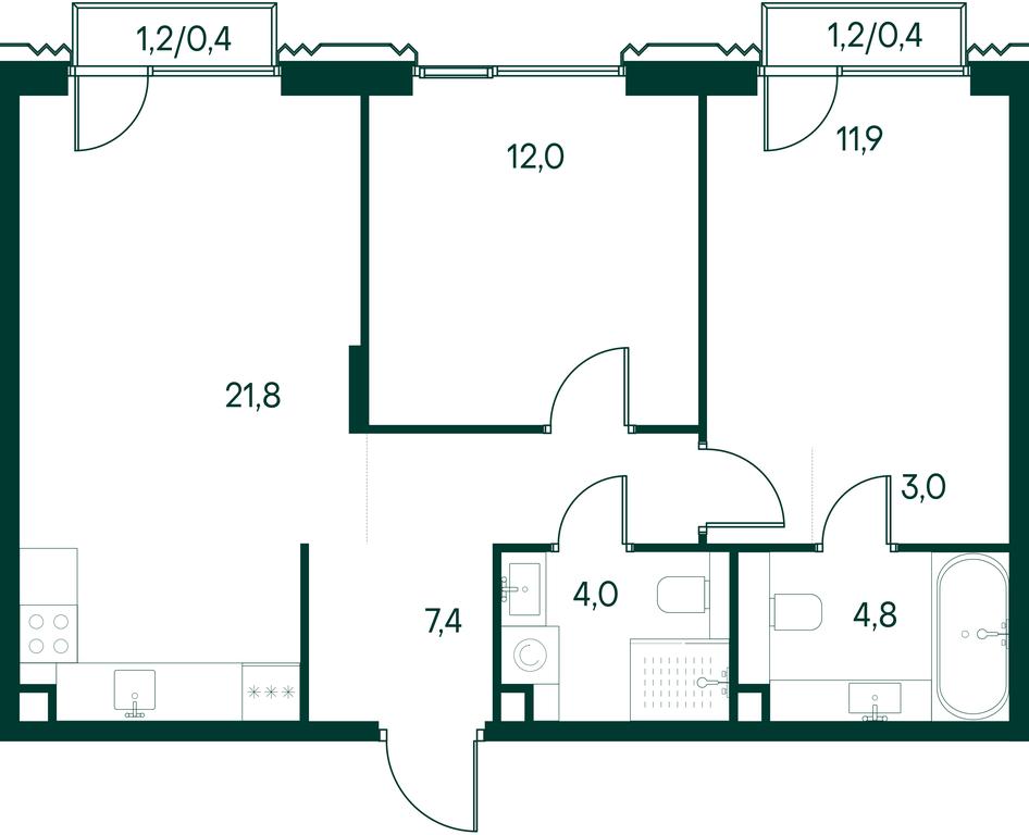 2-BD Apartment Sale, 65.7 sq. m. at Primavera, Volokolamskoye Highway, вл67, Moscow, Russia #2