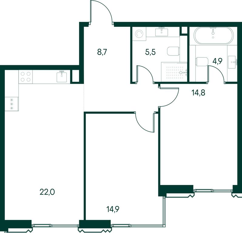 2-BD Apartment Sale, 70.8平方米 at Primavera, Volokolamskoye Highway, вл67, Moscow, Russia #2 2-BD Apartment Sale, 70.8平方米 at Primavera, Volokolamskoye Highway, вл67, Moscow, Russia #2