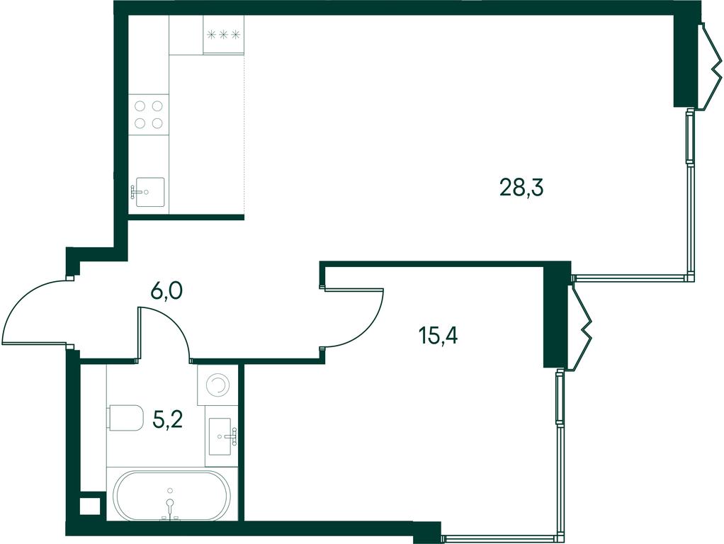 1-BD Apartment Sale, 54.9平方米 at Primavera, Volokolamskoye Highway, вл67, Moscow, Russia #2
