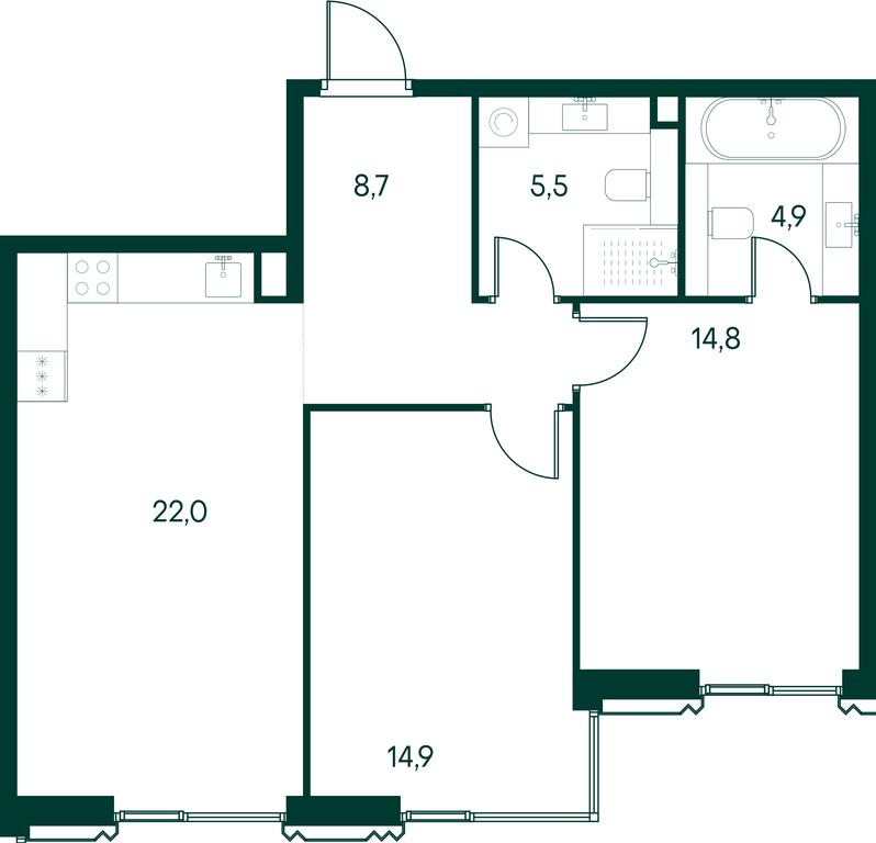 2-BD Apartment Sale, 70.8 sq. m. at Primavera, Volokolamskoye Highway, вл67, Moscow, Russia #1