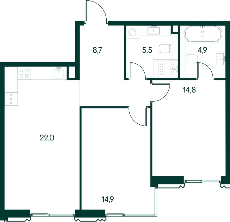 2-BD Apartment Sale, 70.8 sq. m. at Primavera, Volokolamskoye Highway, вл67, Moscow, Russia #2 2-BD Apartment Sale, 70.8 sq. m. at Primavera, Volokolamskoye Highway, вл67, Moscow, Russia #2