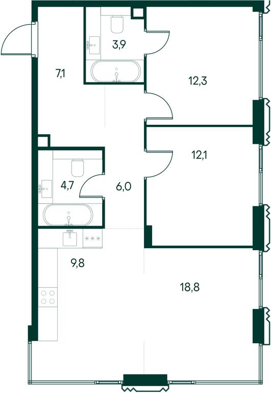 3-BD Apartment Sale, 74.7 sq. m. at Primavera, Volokolamskoye Highway, вл67, Moscow, Russia #1