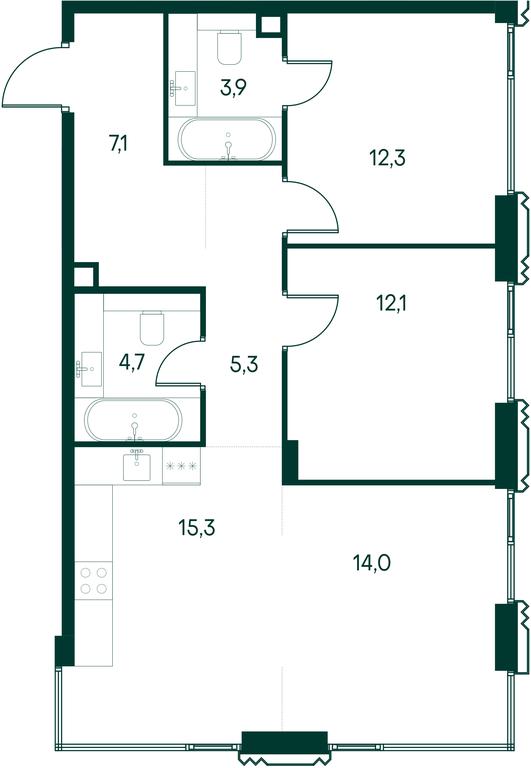 3-BD Apartment Sale, 74.7 sq. m. at Primavera, Volokolamskoye Highway, вл67, Moscow, Russia #2