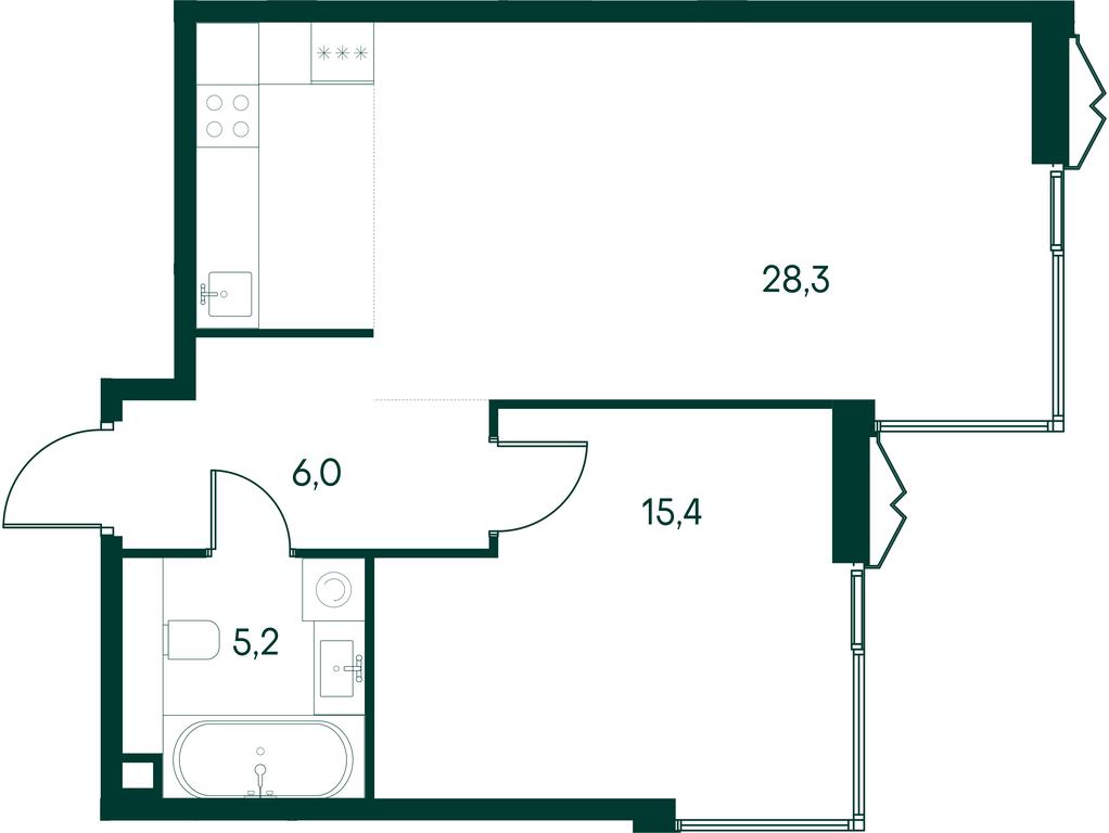 1-BD Apartment Sale, 54.9平方米 at Primavera, Volokolamskoye Highway, вл67, Moscow, Russia #2