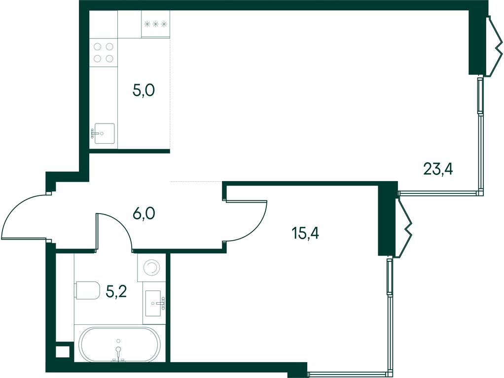 1-BD Apartment Sale, 54.9平方米 at Primavera, Volokolamskoye Highway, вл67, Moscow, Russia #1