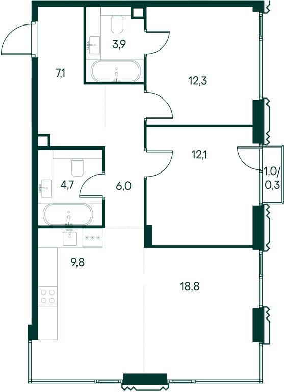 3-BD Apartment Sale, 75 sq. m. at Primavera, Volokolamskoye Highway, вл67, Moscow, Russia #1