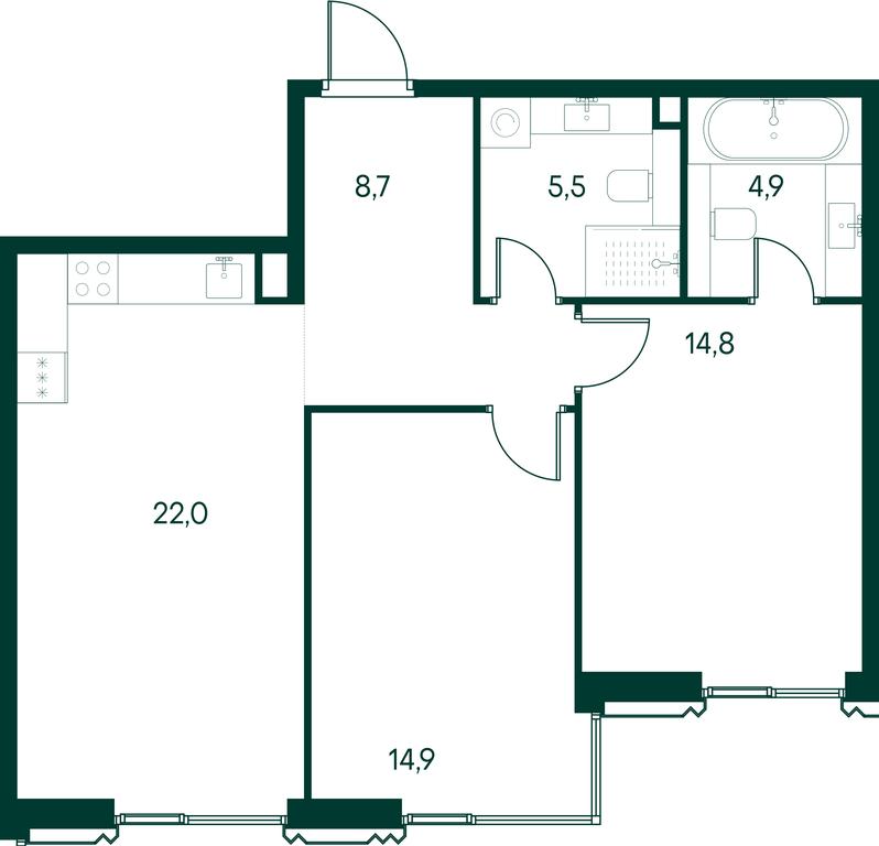 2-BD Apartment Sale, 70.8平方米 at Primavera, Volokolamskoye Highway, вл67, Moscow, Russia #1