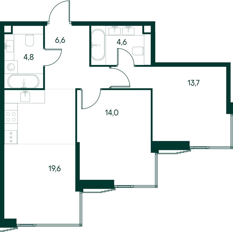 2-BD Apartment Sale, 63.3 sq. m. at Primavera, Volokolamskoye Highway, вл67, Moscow, Russia #2 2-BD Apartment Sale, 63.3 sq. m. at Primavera, Volokolamskoye Highway, вл67, Moscow, Russia #2